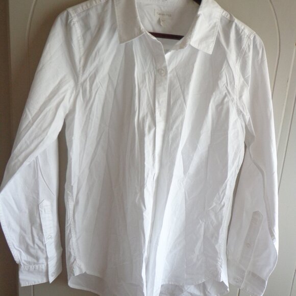 NWOT Garnet Hill Organic-Pima-Cotton Button-Down Shirt White 6 - Picture 1 of 7